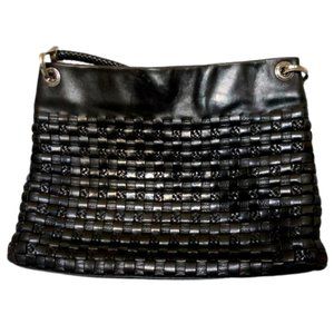 Brighton Black Woven Leather Tote Purse bag